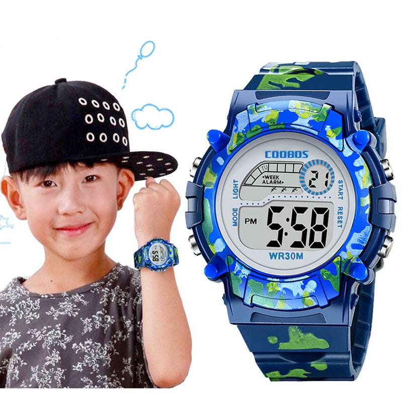 Navy Camouflage Kids LED Watches