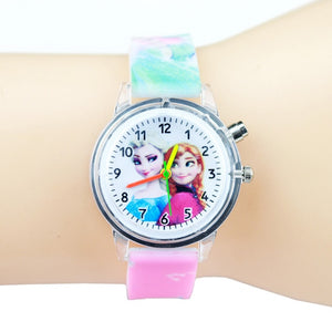 Princess Elsa Children colorful light Watch