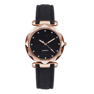 Leather Rhinestone ladies Designer Simple Wrist Watch