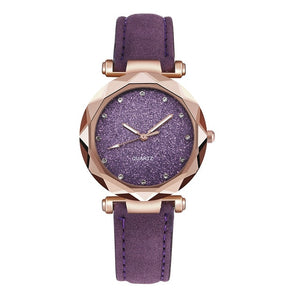 Leather Rhinestone ladies Designer Simple Wrist Watch