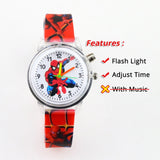 Colorful Flash Light Spiderman Children Watch