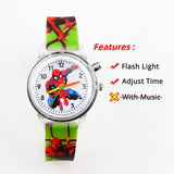 Colorful Flash Light Spiderman Children Watch