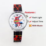 Colorful Flash Light Spiderman Children Watch