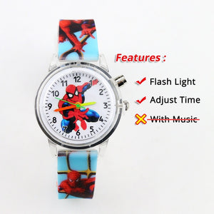 Colorful Flash Light Spiderman Children Watch