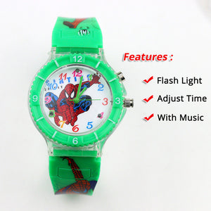 Colorful Flash Light Spiderman Children Watch