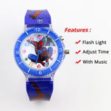 Colorful Flash Light Spiderman Children Watch