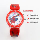 Colorful Flash Light Spiderman Children Watch