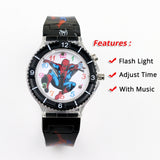 Colorful Flash Light Spiderman Children Watch