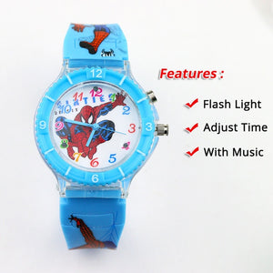 Colorful Flash Light Spiderman Children Watch