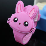 Lovely Rabbit Cartoon Children Flip Cover Watches