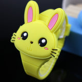 Lovely Rabbit Cartoon Children Flip Cover Watches